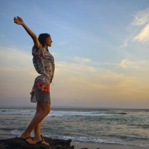 women's retreats beautiful girl relaxes on background of ocean bali