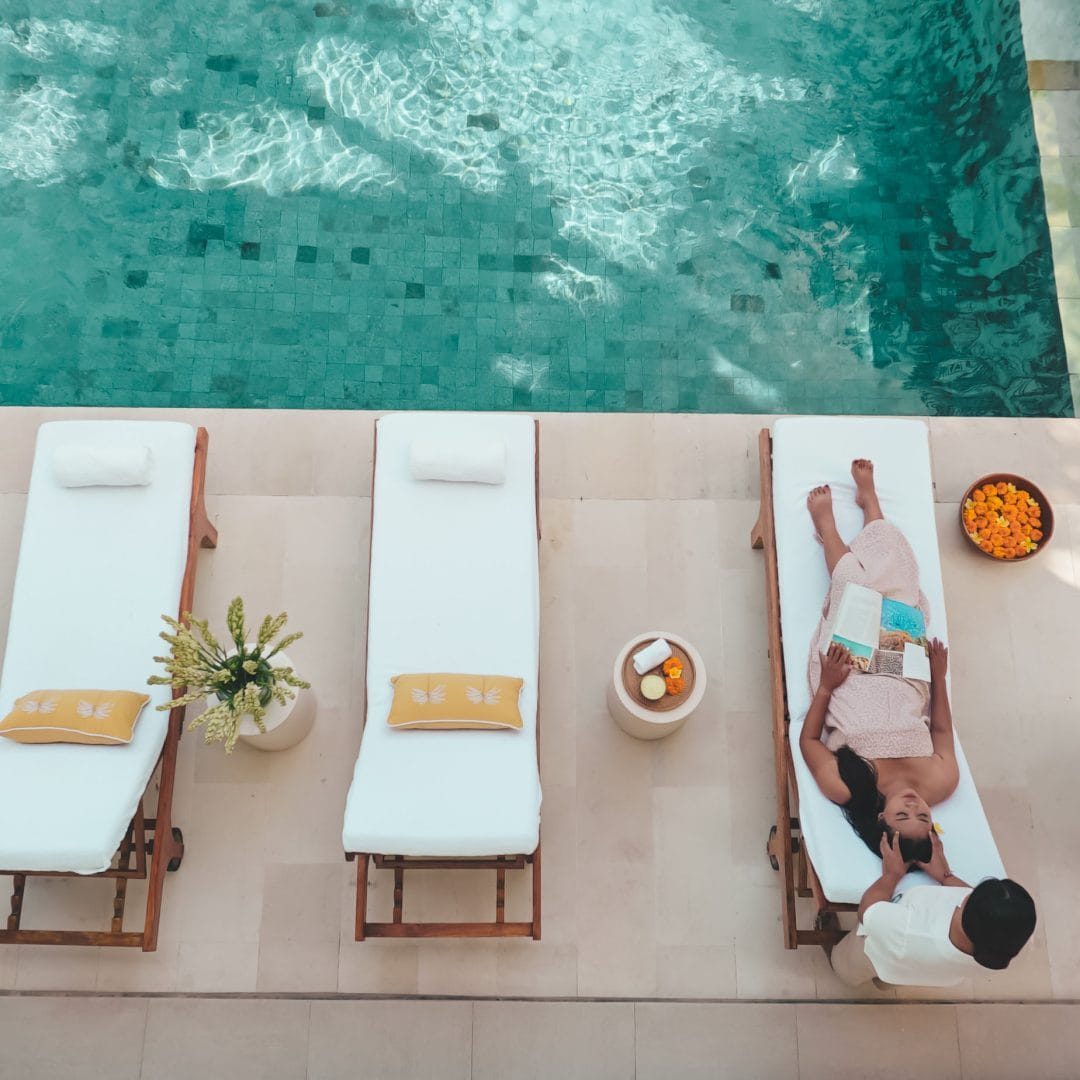 Bali Goddess Retreat Scalp Massage by pool