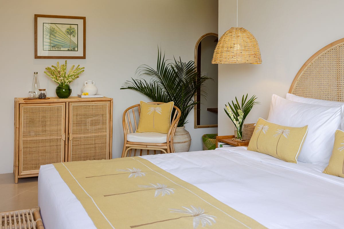 Interior of the Gaia Room at a Bali retreat in Ubud – featuring serene decor, natural wood furnishings, and calming tropical accents designed for relaxation and wellness.